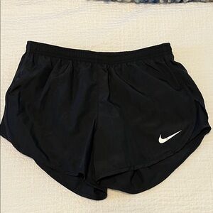 Nike Women’s Black Athletic Shorts with White Swoosh Small